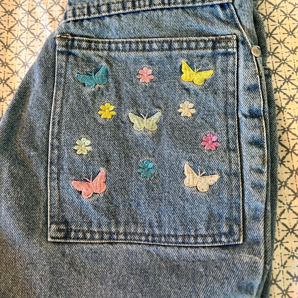 Embroidered Denim Shorts